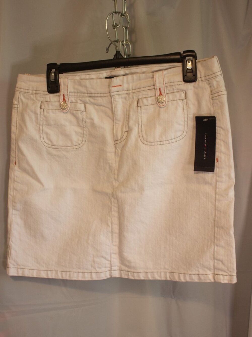 Tommy Hilfiger White Denim Mini Skirt Size 10 New with Tags